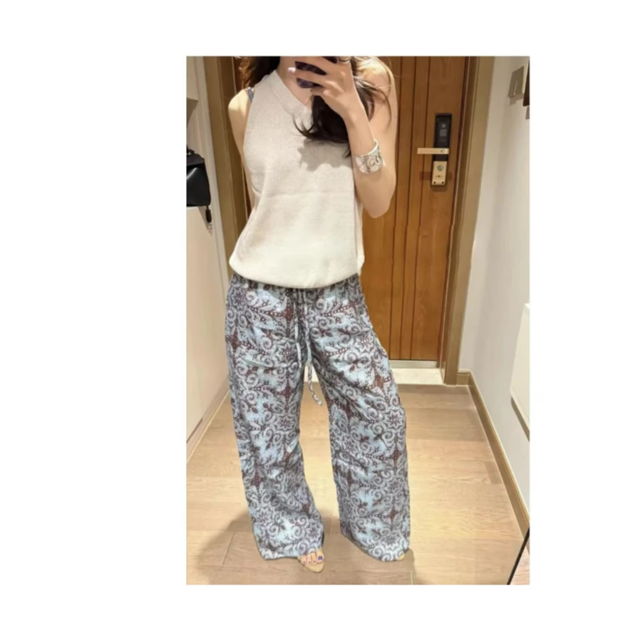 MANGO steen‘s丨“海盐生巧”松弛感复古对格亚麻裤J5661