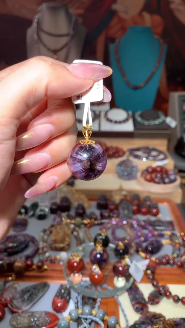 18K金镶嵌珠宝半成品水晶君*极光天眼单珠吊坠22mm