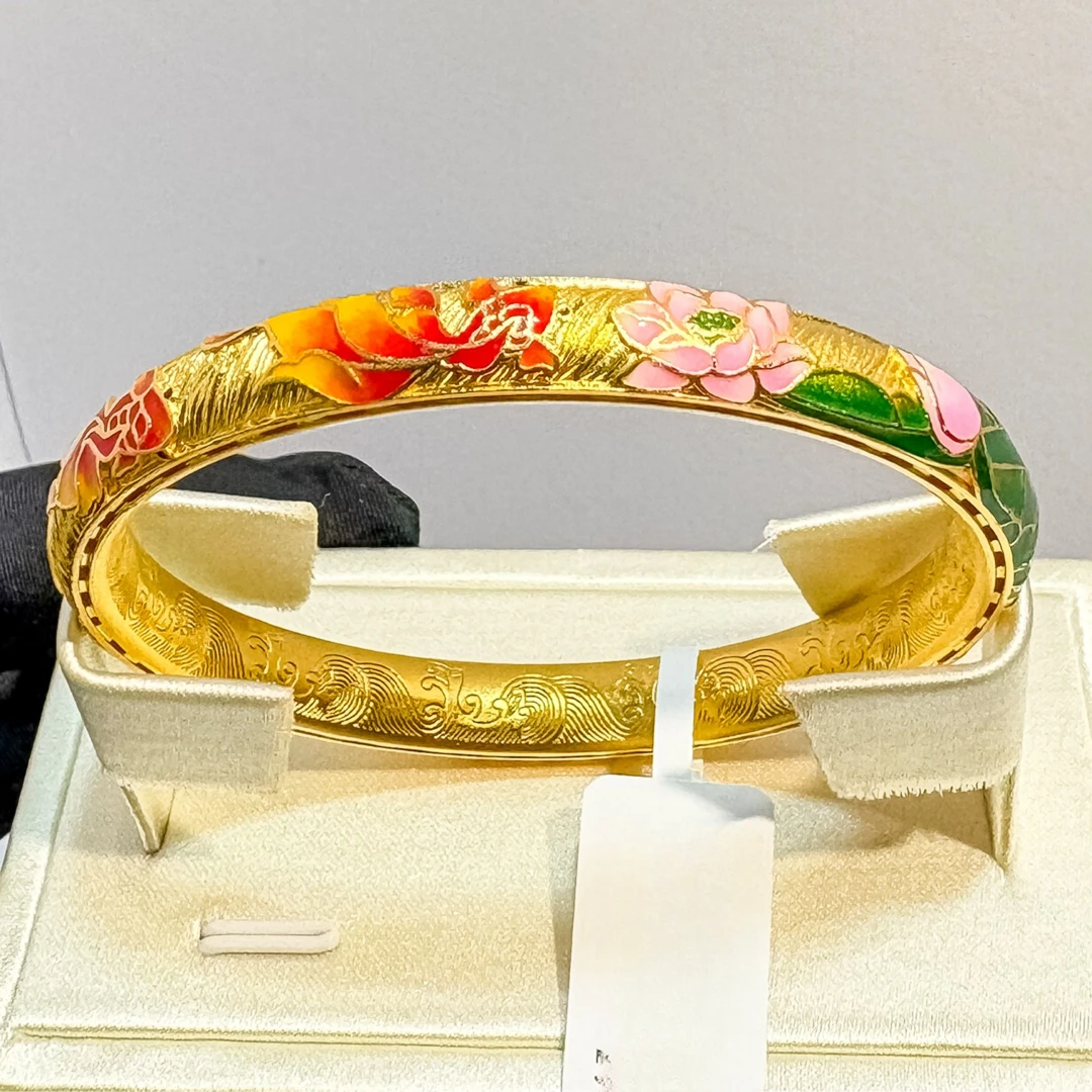 足银银制品 银饰品 编号：1236762003双可爱鱼荷花手镯