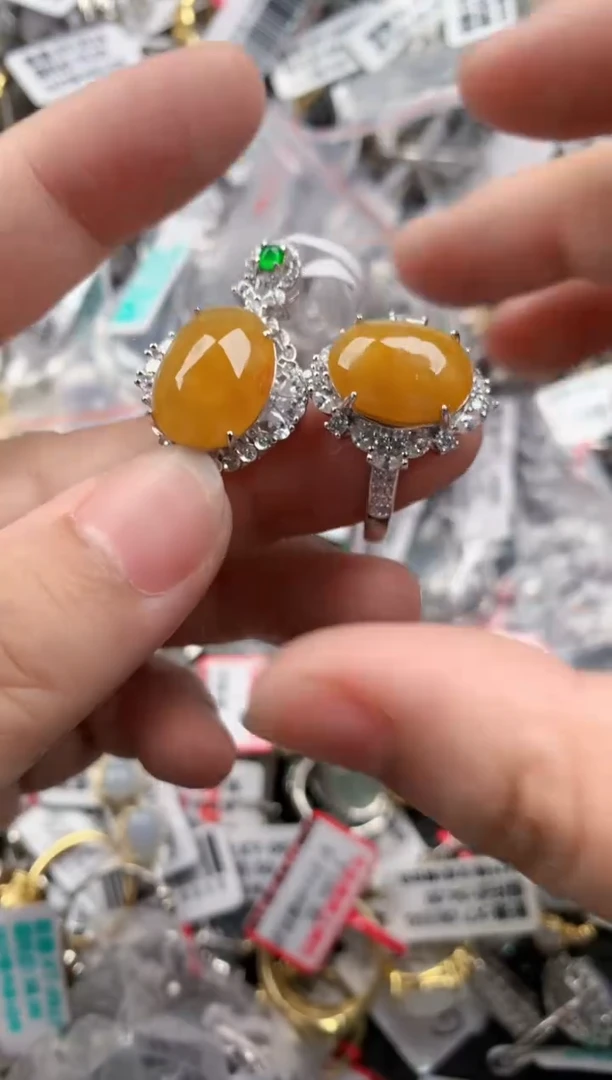 银S925镶嵌戒指翡翠999   2