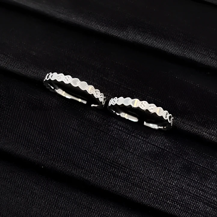 足银银制品 足银爱心雕刻心心相印开口戒*（多样性单个发货）