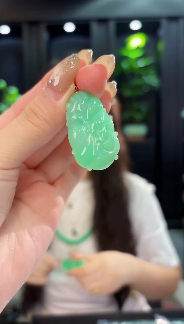 翡翠18K金镶嵌颈饰 缅料A货/支持复检/一件