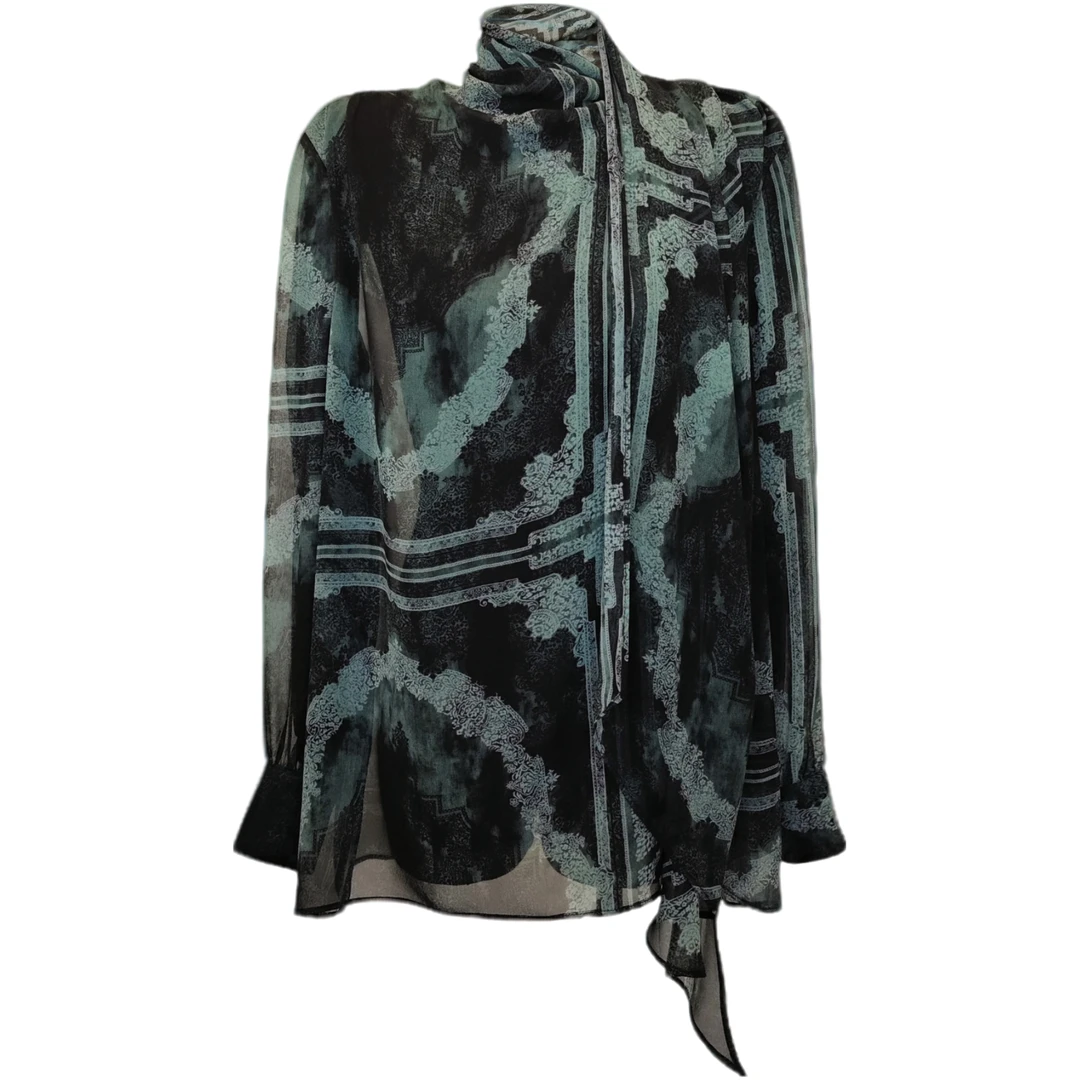 【达人专属】 慵懒森系 印花飘带衬衫