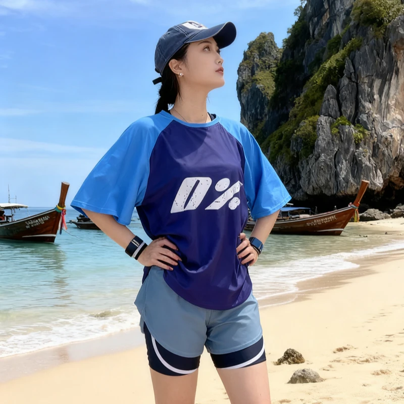 宽松大码泳衣分体三件套夏季学生女温泉泳装遮肉显瘦2025新款胖mm