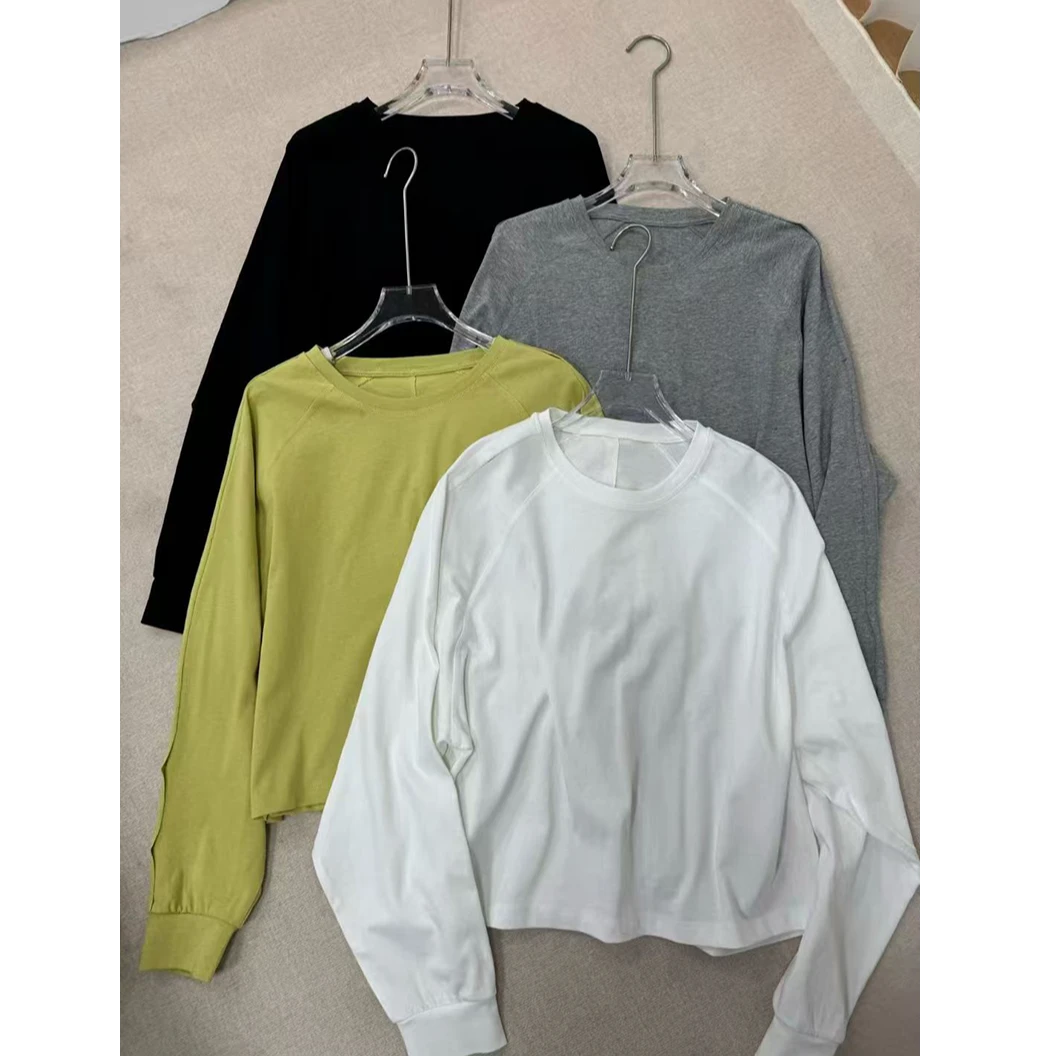 宝丫轻奢  T女式时髦休闲圆领拼接设计感插肩袖长袖T恤K3793