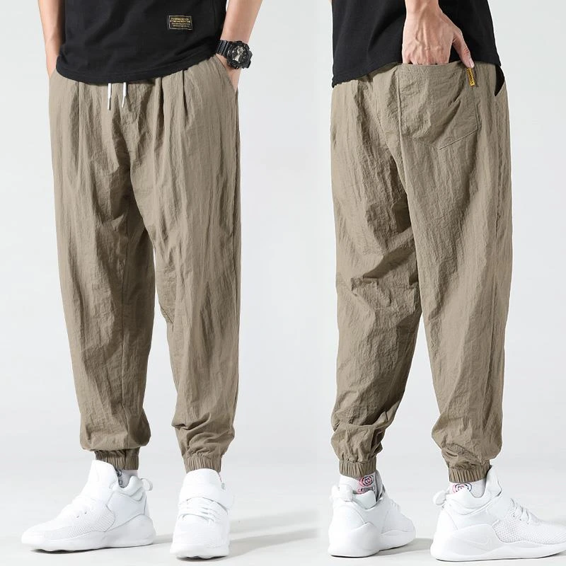 LOzP夏天裤子男款休闲裤2025夏季薄款宽松运动男士九分束脚裤速干