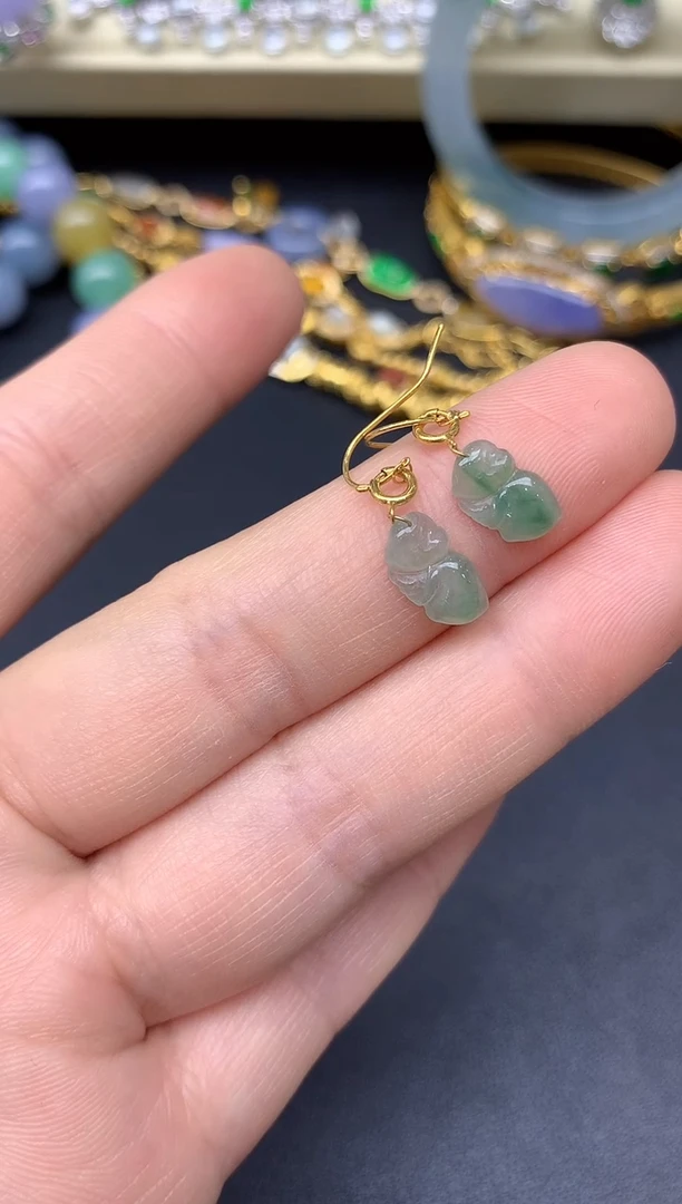 18K金镶嵌翡翠耳饰127-雪姐翡翠天天见