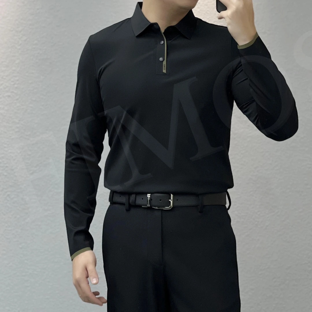 ★【随心所欲】夏季新品FIMOS男士无痕双经格撞色长袖Polo衫 GT22