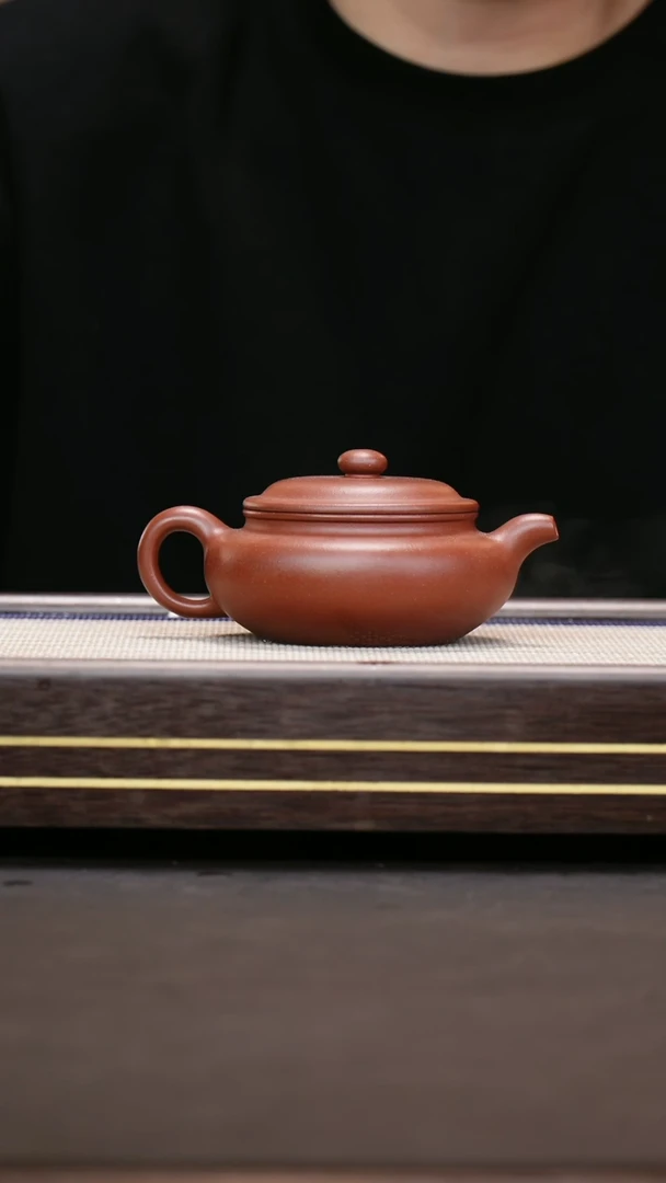 茶壶紫砂云根老紫泥  扁腹
