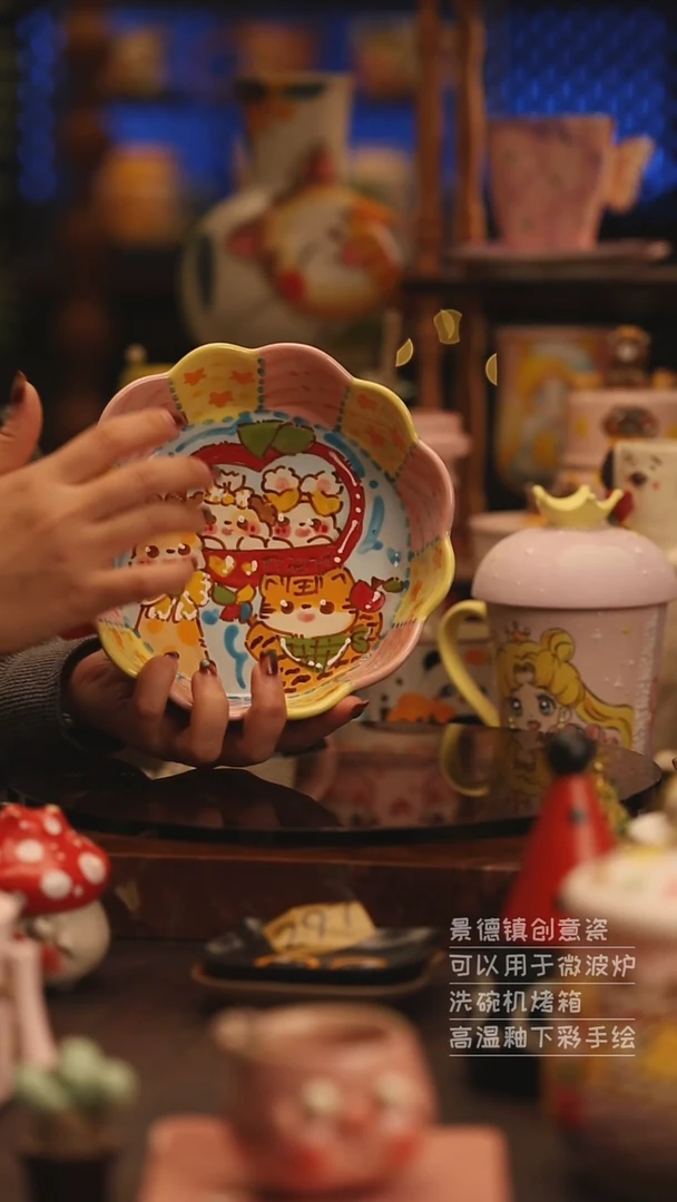 陶瓷景德镇可爱陶瓷釉下彩绘设计师款