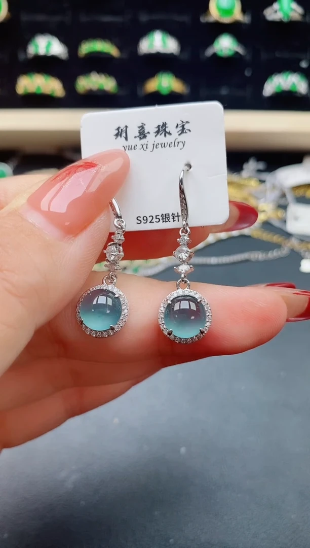 【闪购商品】翡翠耳饰银S925镶嵌321321