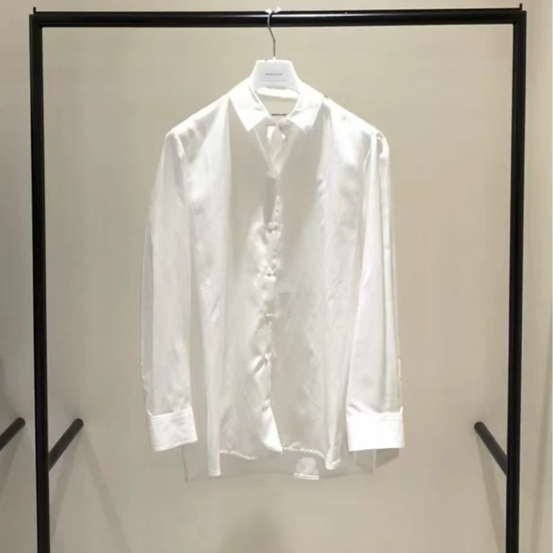 韩国东大门/NO退NO换/长袖纯色翻领宽松衬衫春夏简约时尚上衣