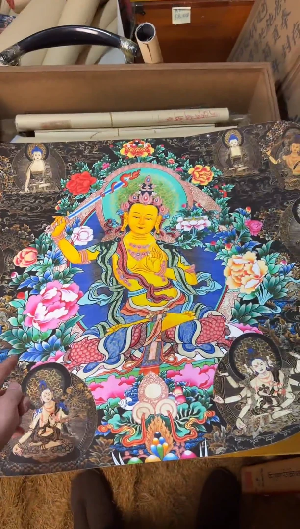 卷轴画精品唐卡===藏藏--文殊横