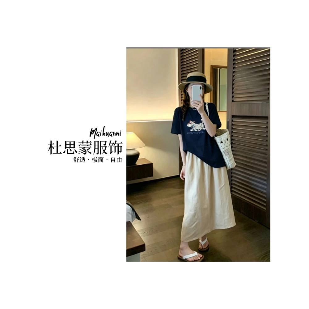 (杜思蒙服饰)802-87-【潦草狗狗】韩系重工刺绣潦草小狗短袖T恤