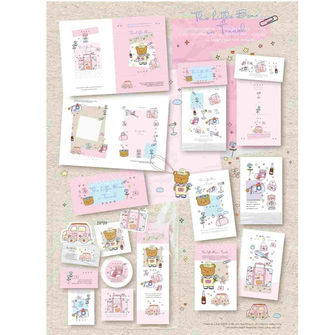 【小熊旅游家】无属性文创｜独家｜手绘风格系列文创套打包素材贴纸组