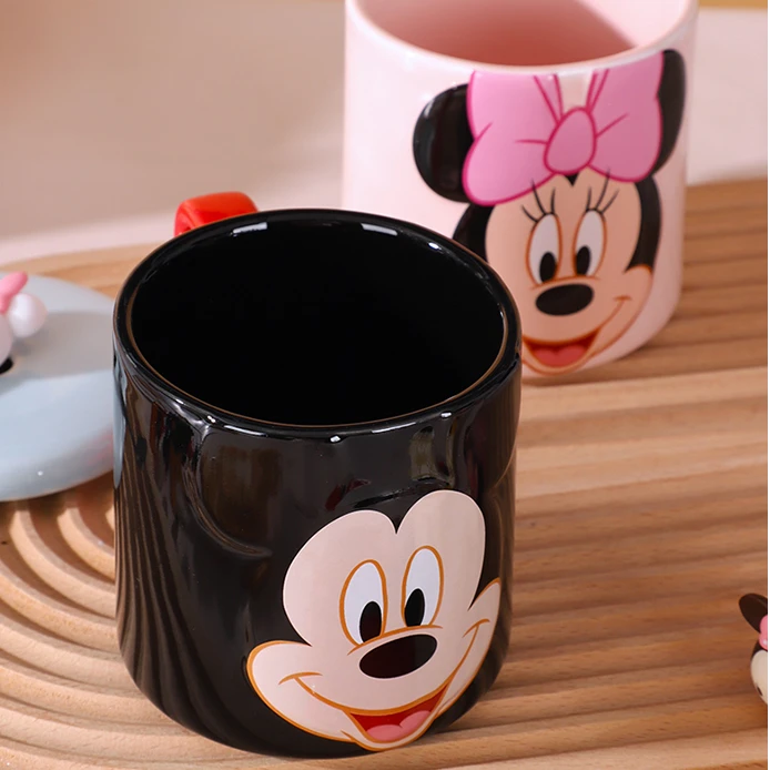 【旭业老张】新年限定迪士尼正版米奇米妮陶瓷浮雕带盖马克杯带勺