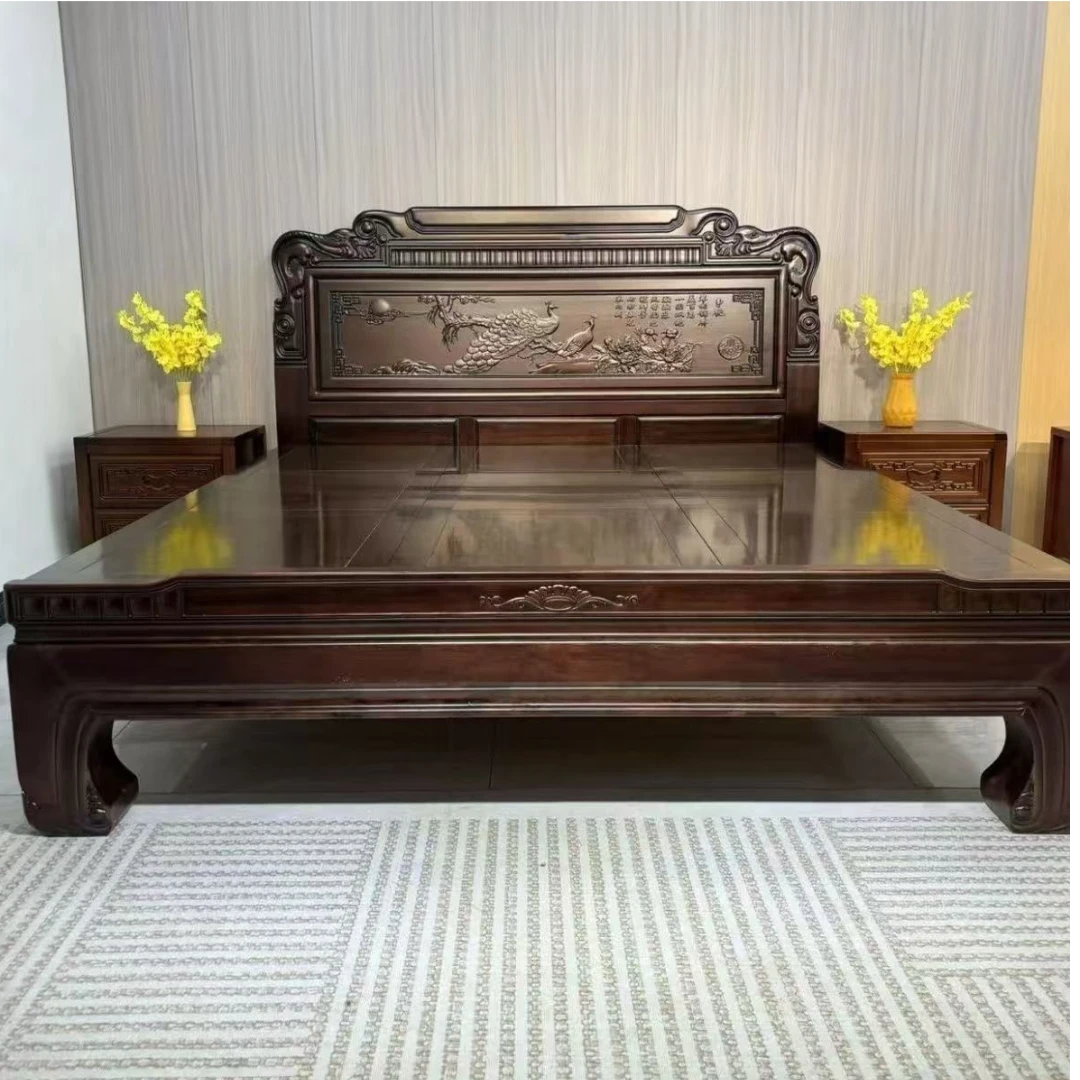 南美檀木古典实木床雕花全榫卯结构大气双人床主卧家用高档大床x2