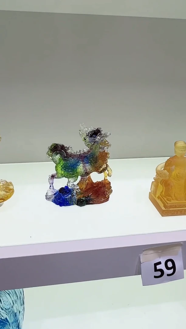 【闪购商品】泥塑古法琉璃麒麟摆件