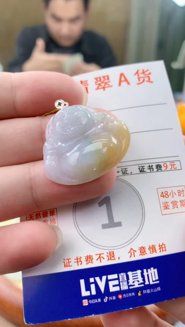 颈饰18K金镶嵌翡翠天然A货翡翠挂件