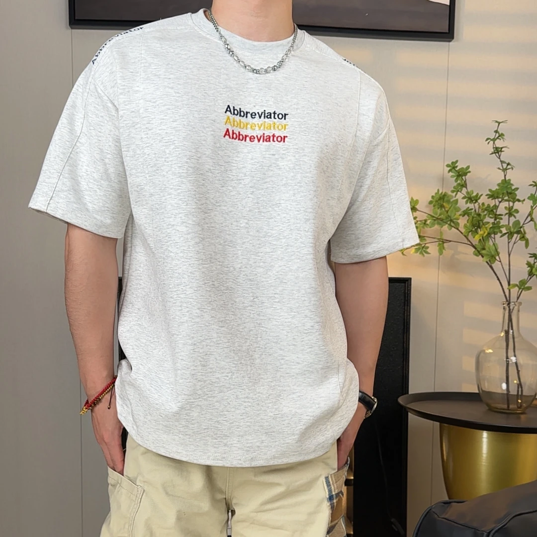 美式炫彩刺绣短袖T恤宽松美式休闲短袖