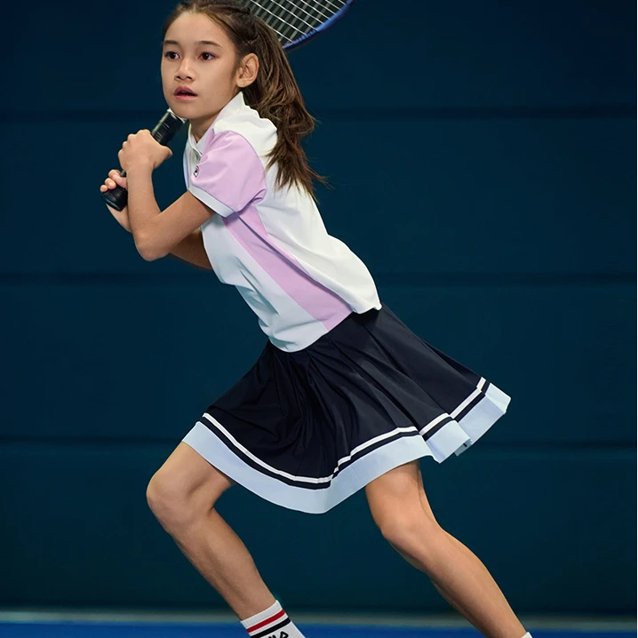 FILA/斐乐童装女大童短裙25夏新款儿童网球运动百褶裙K12G523315F