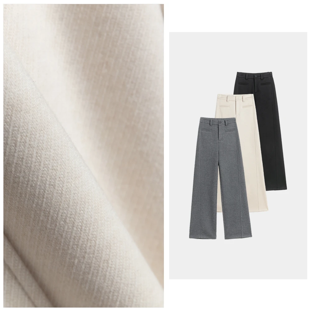 冬季新款 | 醋酸+绵羊毛 窄版小直筒高腰遮肉显瘦休闲裤9138