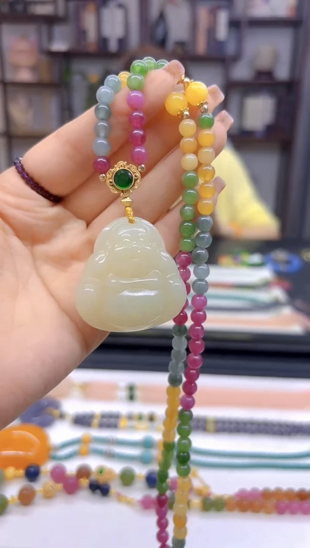 和田玉未镶嵌毛衣链M214