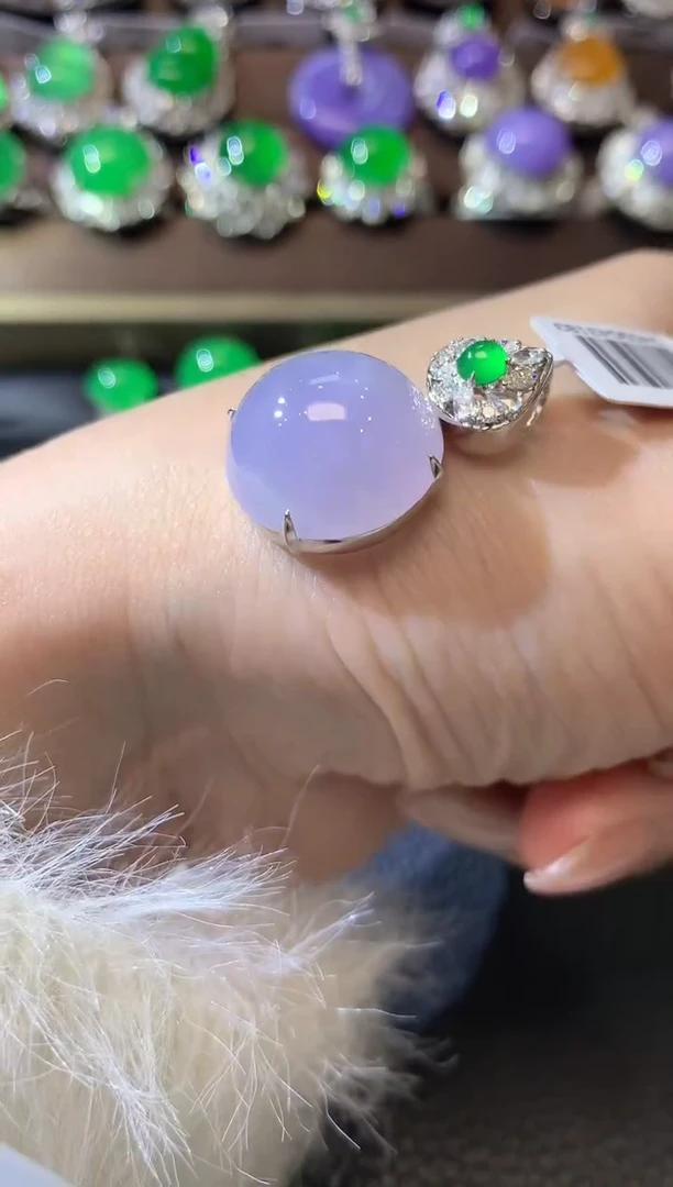 【闪购商品】翡翠吊坠(不含链)18K金镶嵌D49紫货有一定色差