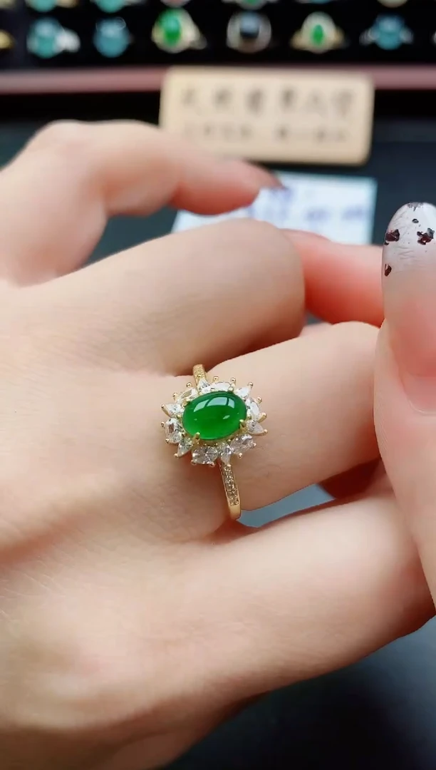 银S925镶嵌戒指翡翠1