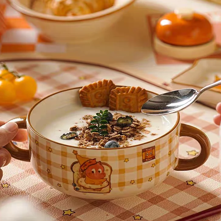 【露思同款】喜上淘·星星人吐司系列双耳碗 陶瓷沙拉酸奶碗可爱卡通