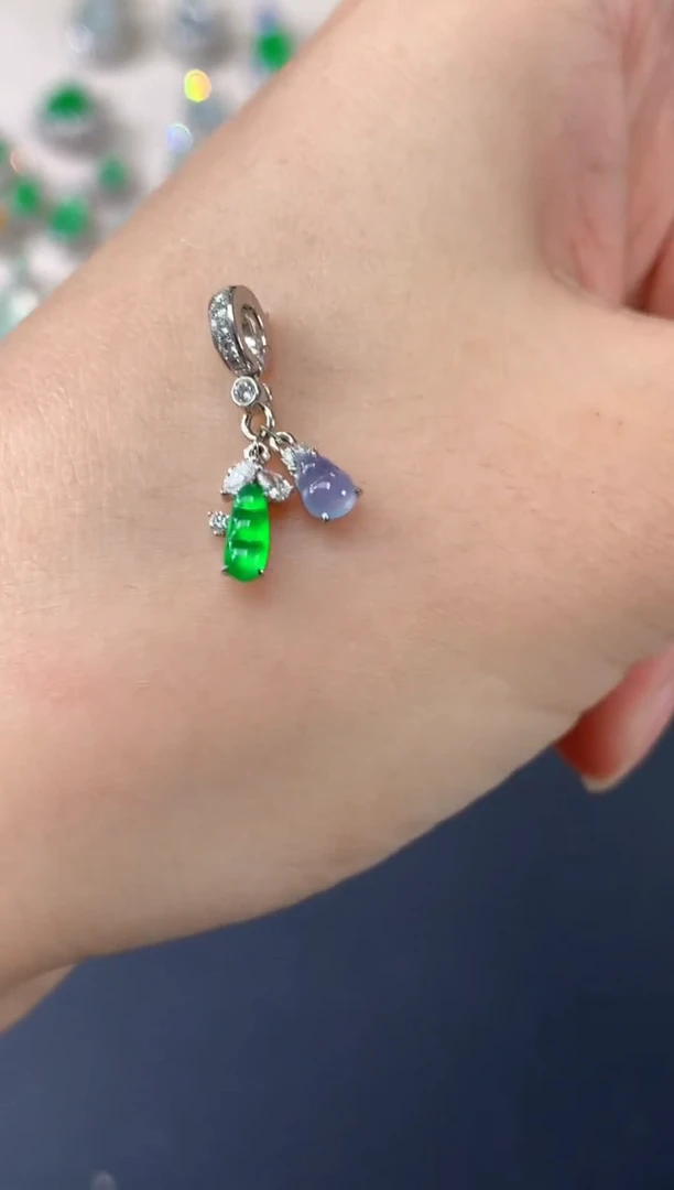 翡翠18K金镶嵌吊坠(不含链)我***7A28|5980