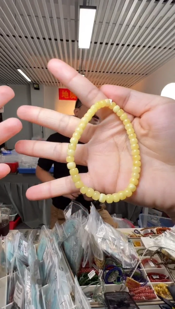 手链琥珀未镶嵌俄料鸡油黄蜜蜡老型单圈手串