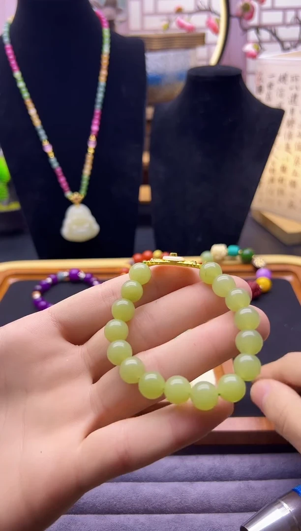 【闪购商品】和田玉手链14K金镶嵌S486