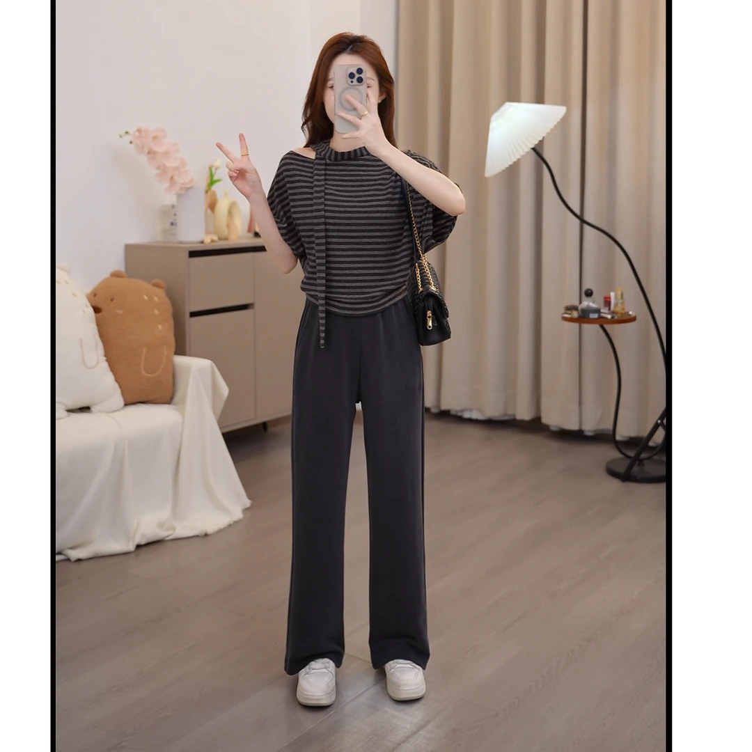 早秋小个子铜氨丝直筒裤高腰休闲裤显瘦显高阔腿