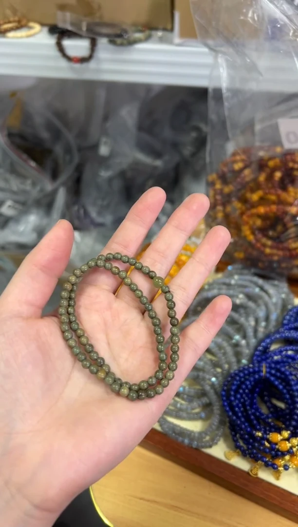 【闪购商品】维腊木（绿檀）手串未镶嵌和田玉绿檀木款双圈手链[0526]