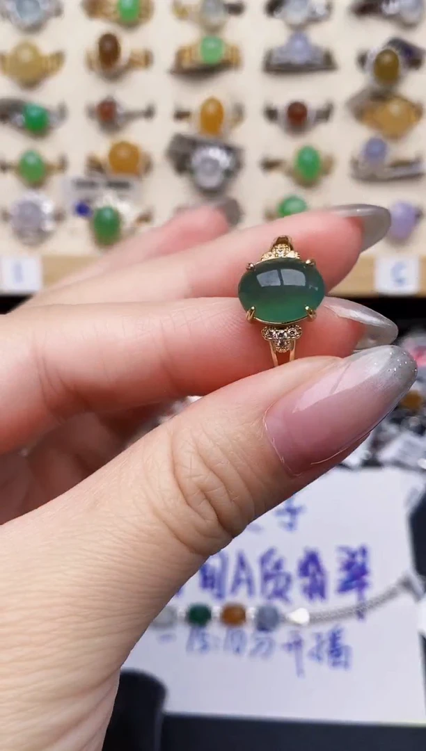银S925镶嵌戒指翡翠4844