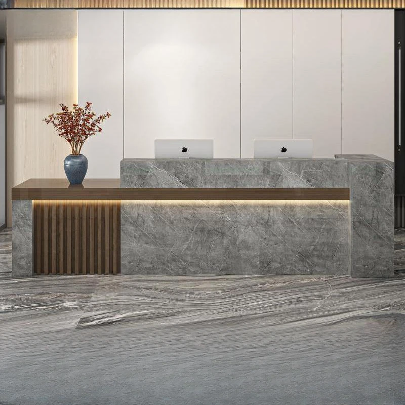 公司前台新中式接待台简约现代美容院吧台服装店收银台小型办公桌