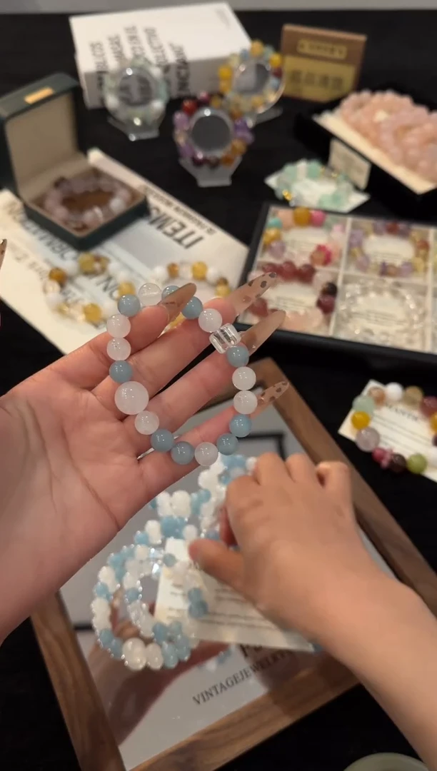 未镶嵌手链水晶海蓝宝多宝x3179