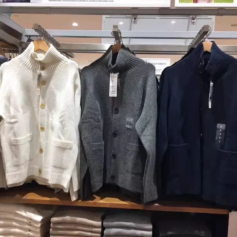 试衣间！美式复古厚款针织秋冬毛衣开衫男士设计师宽松型轻奢外套