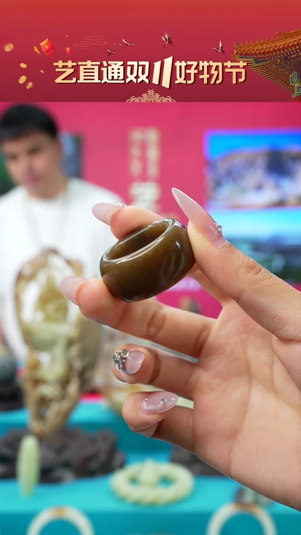 未镶嵌和田玉挂件闪购糖玉扳指约22mm