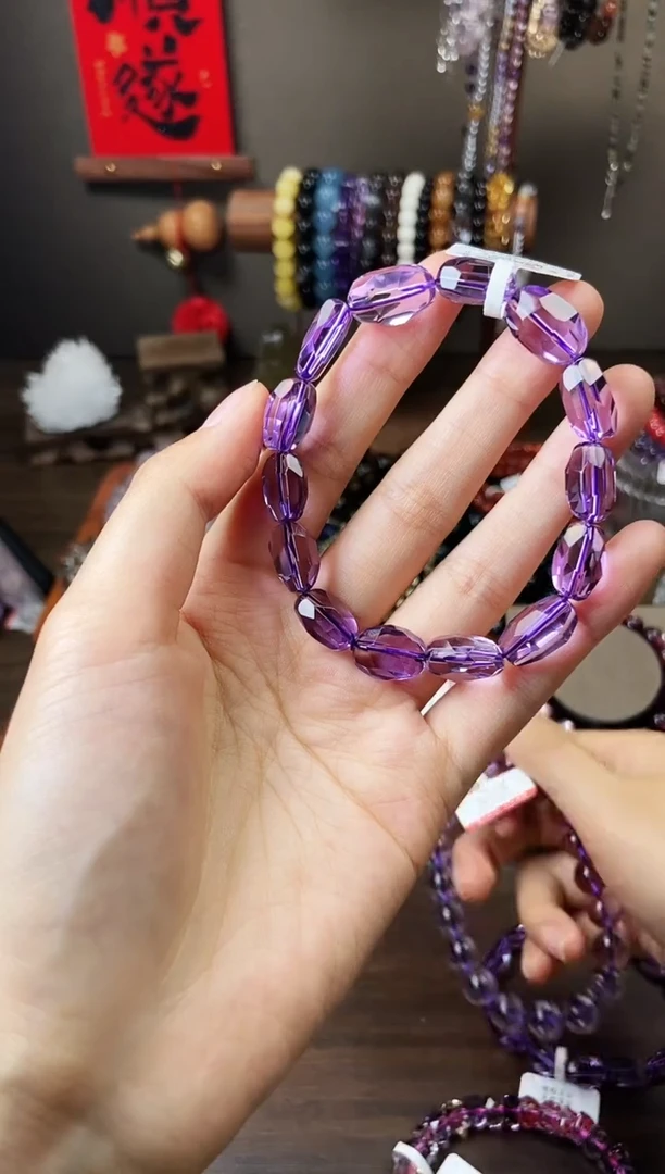 水晶手链未镶嵌巴西紫水晶随行钻切