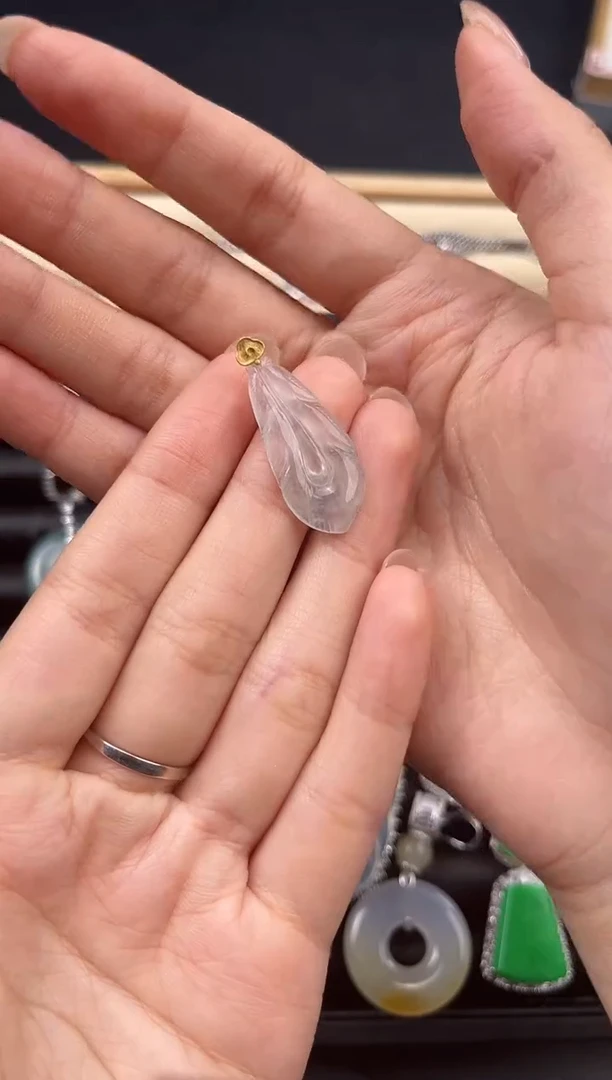 吊坠(不含链)18K金镶嵌翡翠翠小二缅甸翡翠严选JQ