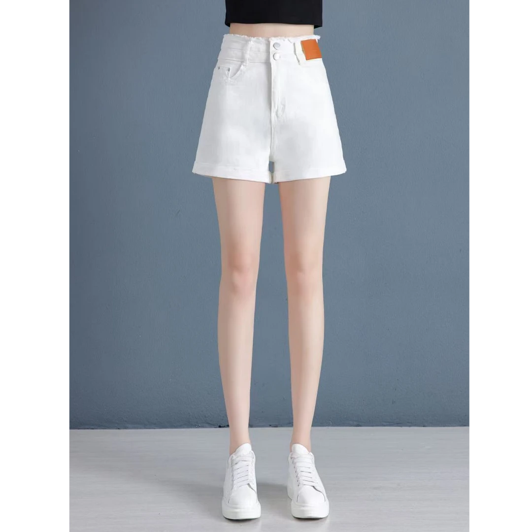 2025夏季新款时尚百搭休闲两粒扣短裤气质显瘦牛仔女裤子8311长36