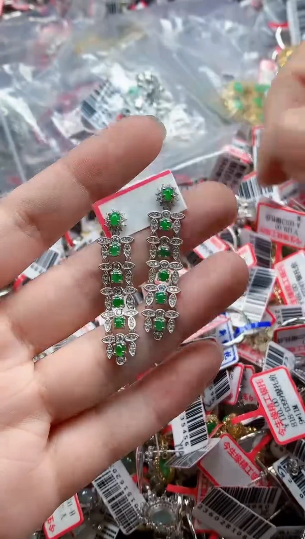 银S925镶嵌戒指翡翠天然A货缅甸翡翠