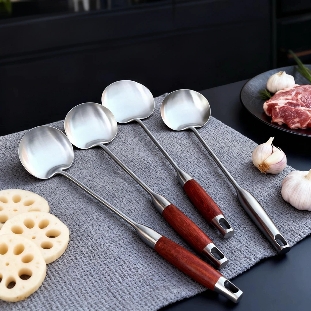 不锈钢炒勺长柄锅铲子家用厨师专用贵州猪腰炒菜蘑菇铲分菜勺汤勺