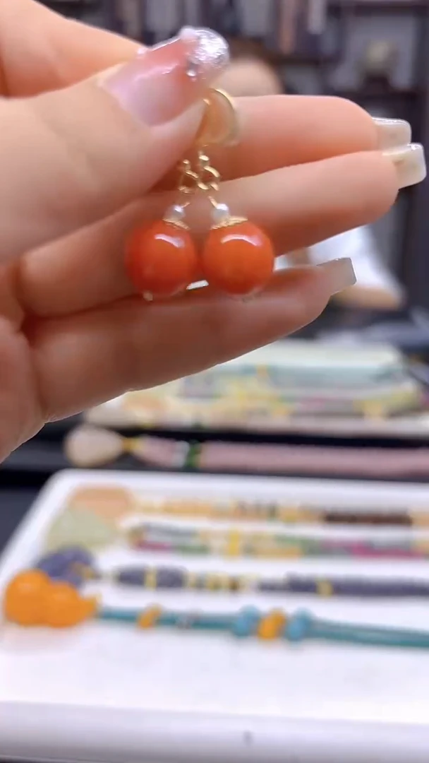 翡翠14K金镶嵌耳饰DIY款E827