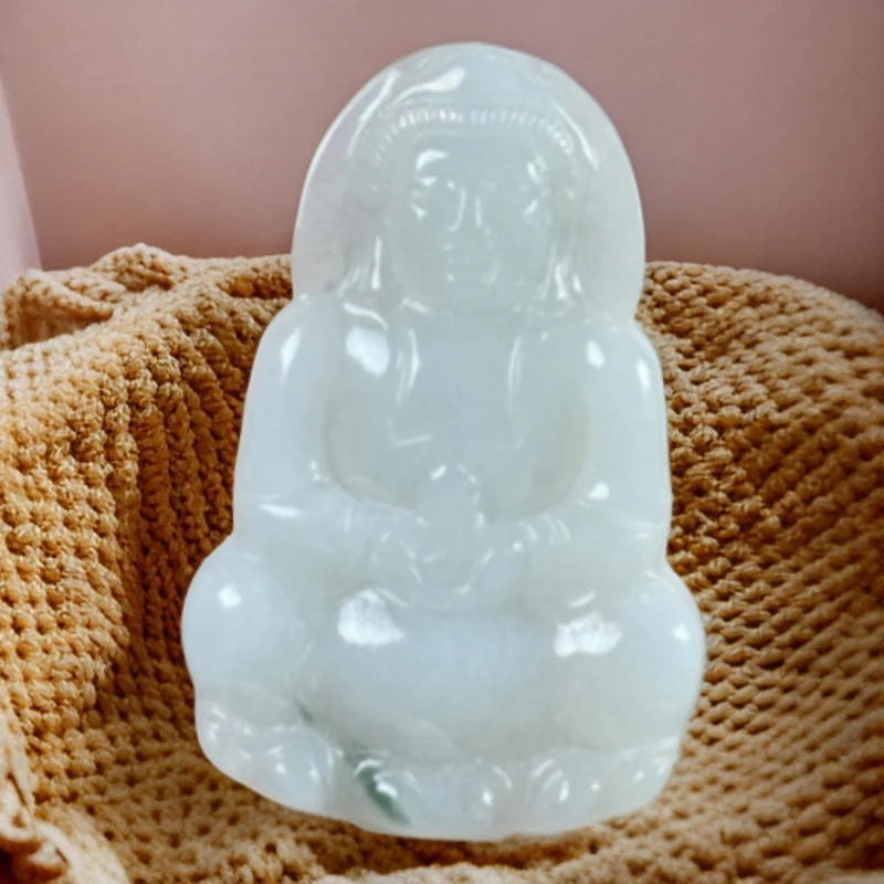 天然缅甸a货翡翠男女款正装观音飘花吊坠（多样性发货）发一