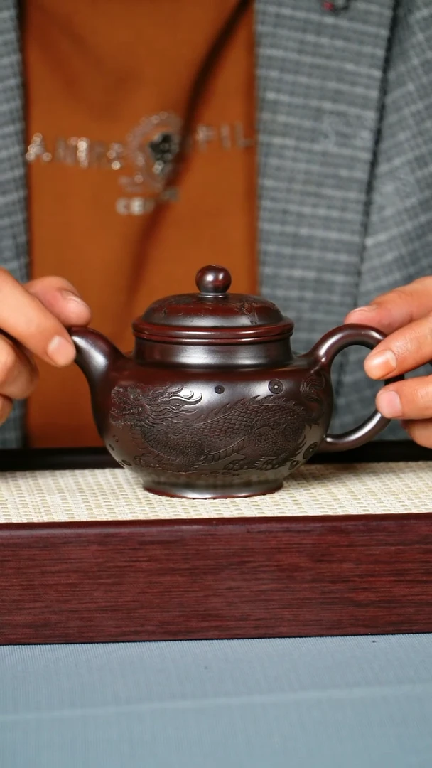 茶壶紫砂 龙山古乌泥 掇只