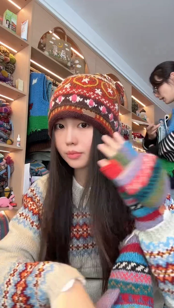 羊毛橘色爱心帽