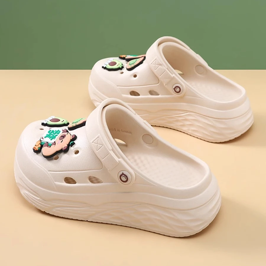 卡皮巴拉洞洞鞋女2025新款夏季外穿泡泡鞋厚底时尚两穿包头凉拖